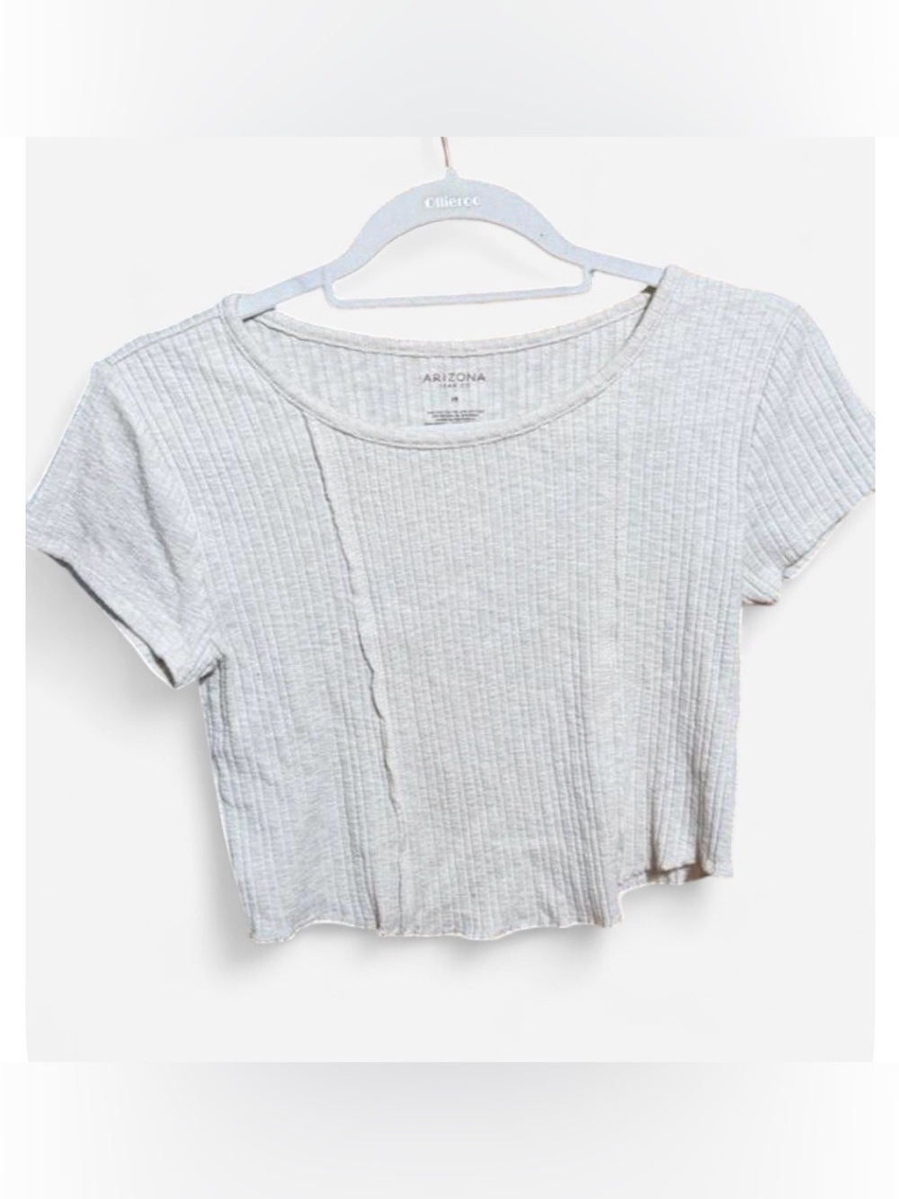 Arizona Jean Company Ribbed Short Sleeve Crop Top  medium